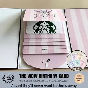 BIRTHDAY (Pink) gift card holder book handmade birthday card grandmother gift card book coworker gift college survival kit daughter gift handmade