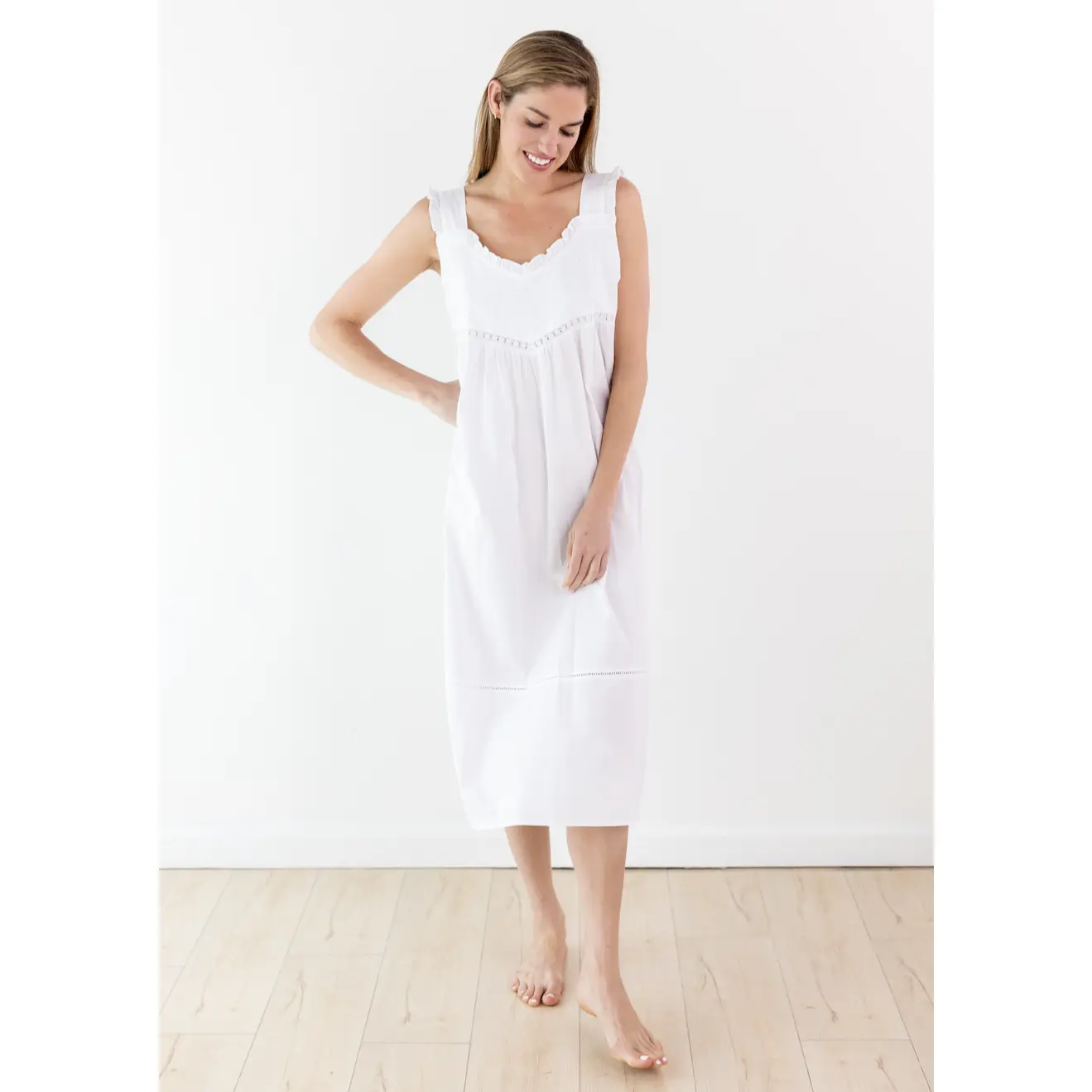 Cecily White Cotton Nightgown