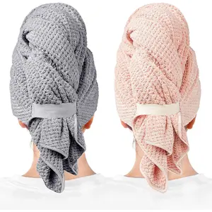 2 Packs Large Microfiber Hair Towels for Women, Super Absorbent & Quick Dry Hair Towel Wrap for Curly Hair Long & Short Hair- Anti-Frizz Hair Turbans for Wet Hair - 27.5''*39.4''