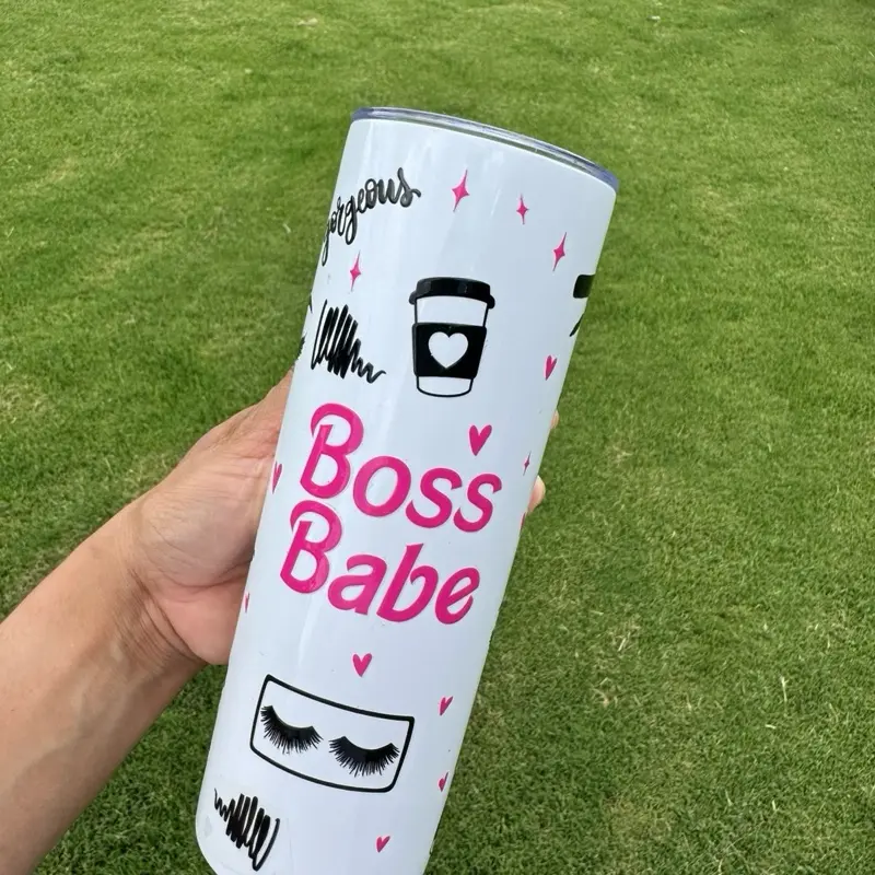 Boss Babe Reusable Water Bottle, Leak-Proof Lid Beverage Container for Daily Use