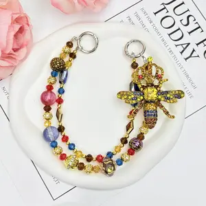 Queen Bee Style Bag Charm,Delicate Handbag Pendant Accessory for Women,Detachable,Pretty Easter Basket Gift for Girls & Women,Ideal Birthday Gift