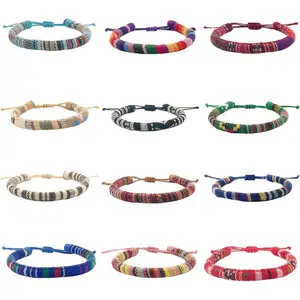 12 count Boho Surfer Bracelets Anklet Adjustable for Men Women Unisex  Braided Bracelet Adjustable Surfer Ankle  Summer Beach Bracelet String Rope  for Festival Accessories