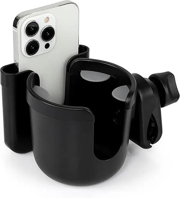 Accmor 2-in-1 Cup & Phone Holder Universal for Walker Wheelchair Rollator Mobility Scooter Black Drink & Device Support Compact Design Dual Functionality Easy to Use