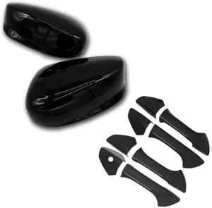 Glossy Black Door Handle+Mirror Cover Overlay Without Smart Keyholes Compatible with 2008-2012 Accord