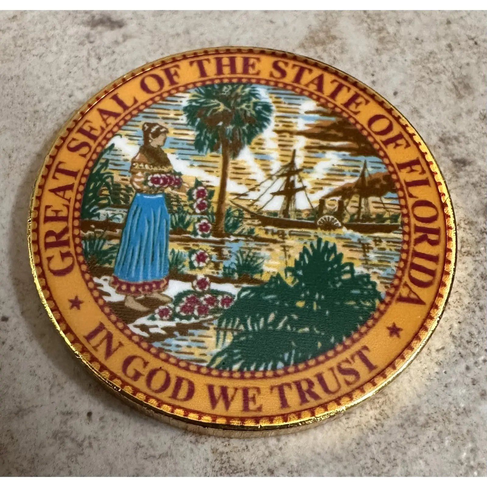 Great State of FLORIDA State Seal Colorized Collectible Challenge Coin ...