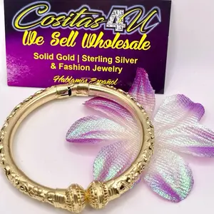 Bangle Bracelet Gold Filled Yellow Gold Filigree Style Oro laminado pulsera