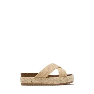 Palm Beach Raffia Platform Slip On Sandals - Natural