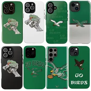 Go Eagles Football Team Spirit Tough Phone Case Impact Resistant for iPhone 12 13 14 15 16 17 Plus Pro Max Mini - Dual-Layer Protective Cover for Active Sports Fans - Heavy Duty Shockproof Grip and Corner Defense Shell.