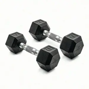 8lb Coated Rubber Hex Dumbbell, Pair