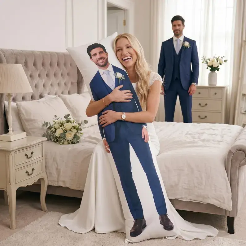 Custom Design Photos or Text Long Body Pillow Cover Personalized Love Photo Pillowcase Customize Birthday Gift Wedding Keepsake Cotton Cushion or Throw Pillow 20"x54" HD Print Soft