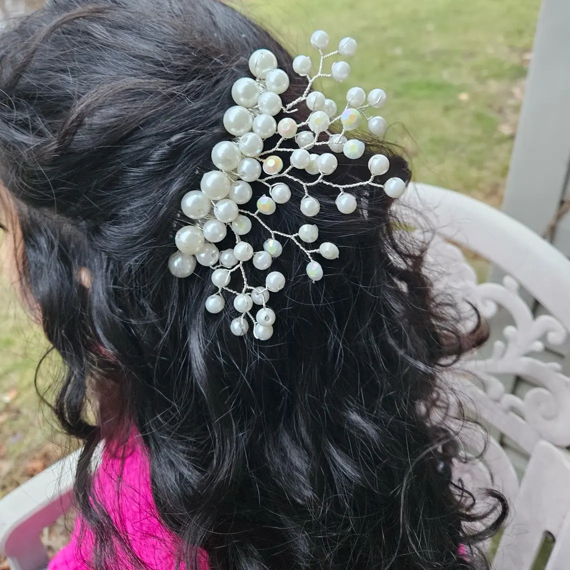 Handmade bridal Snowflake Elegance Beaded Hair Comb for females.