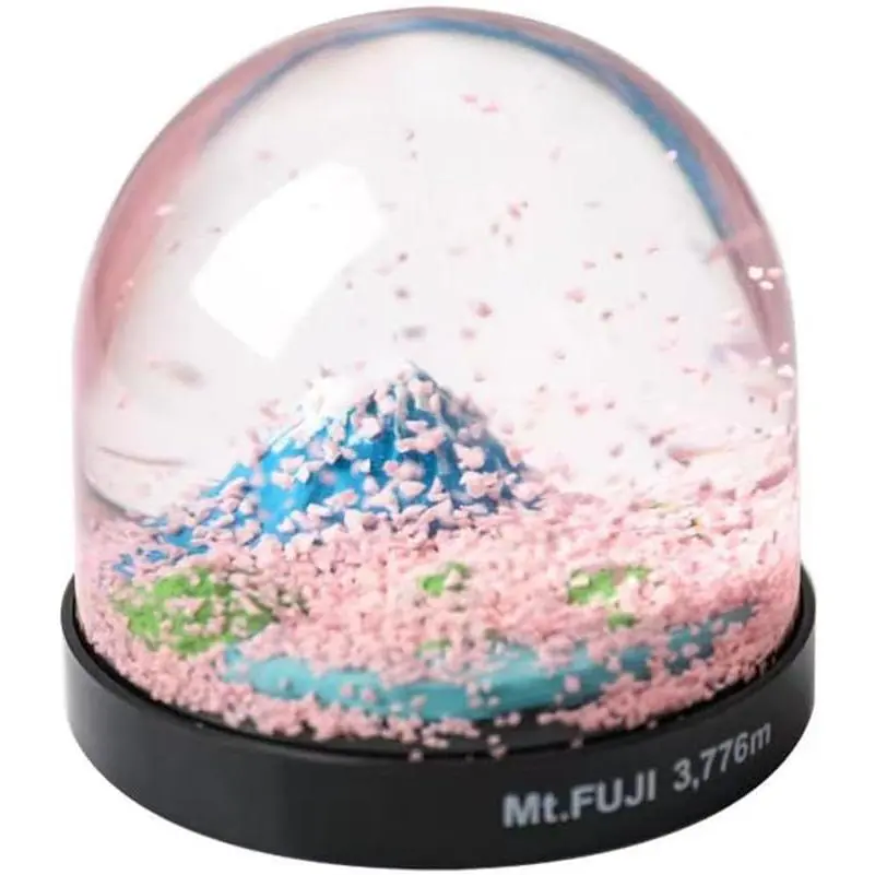 Mount Fuji Snow Globe with Sakura – Japanese Crystal Ball Collectible |   Cherry Blossom Gift for Her |   Japan Souvenir Decor |   Elegant Desk Ornament with Black Base