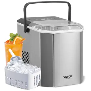 VEVOR Countertop Ice Maker, TikTokShopBlackFriday, 9 Cubes Ready in 6 Mins, 26lbs in 24Hrs, Self-Cleaning Portable Ice Maker with Ice Scoop and Basket, Ice Machine with 2 Sizes Bullet Ice for Home Kitchen Office Bar Party