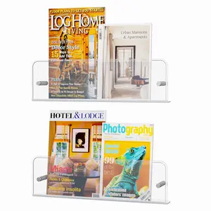 Lifewit 15" Floating Nursery Bookshelf, Clear Acrylic Wall-Mounted Racks for Kids' Magazines/Pictures, Ideal for Bedrooms and Living Rooms