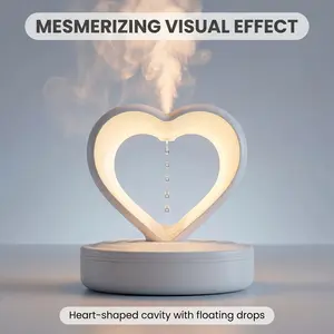 Graduation Gift – Heart-Shaped Cool Mist Humidifier Heart-Shaped Humidifier with Floating Droplets, Cool Mist for Bedroom Office & Dry Skin, Home Aesthetic Present for Self-Care Lovers, Cozy Wellness Decor