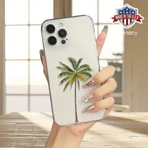 Transparent Phone Case with a Coconut Tree Design, Featuring UV Printing, Suitable for Iphone Models 11, 12, 13, 14 Pro Max, 15, 16, XR, X/XS, 7, 8 Plus, SE, And Mini.an Ideal Birthday Gift for Both And . Cellphone Smartphone
