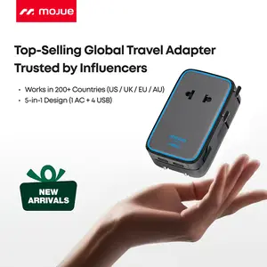 MOJUE Universal Travel Adapter, 2026 Ultra-Slim 45W PD Fast Charger, 4-Port (2 USB-C, 1 USB-A, and 1 AC) International Power Adapter, Worldwide Plug Adapter for EU/UK/AU/Asia, Travel Essentials for 200+ Countries Multifunctional summerwins