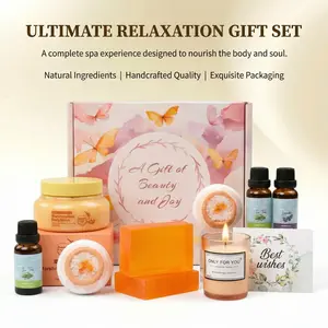 Ultimate Relaxation Spa Gift Set for Women, Self Care Gift Basket with Essential Oils, Bath Bombs, Body Scrub, Candle, Handmade Soap, Birthday Gifts for Her