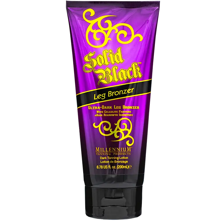 Millennium Tanning Solid Black Leg Bronzer – Instant & Delayed Tan with Cellulite Fighters, 6.78 oz | Tanning Lotion for Dark, Gorgeous Legs