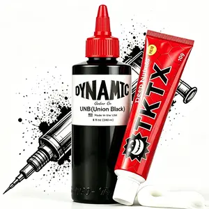 TKTX Dynamlc Painless Tattoo Bundle: 8oz Union Black Ink, Numbing Cream, Smooth Flow for Detailing & Shading, 6-8hr Relief for All Skin Types