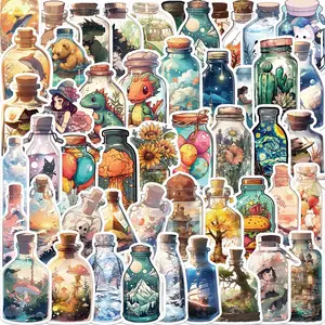 Miniature Landscape Pattern Sticker, 50pcs/set Waterproof Self Adhesive Decor Paper, Decor Sticker for Gift Greeting Card Water Bottle Laptop Phone, Ornaments