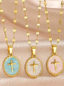 Vintage Fashion Minimalist Elegant Unique Design Light Luxury Cross Pendant Necklace for Women - Gold Thin Chain High-Quality Jewelry, Suitable for Daily Wear, Gatherings, Banquets & Parties, Perfect Birthday/Holiday/Anniversary Gift for Her