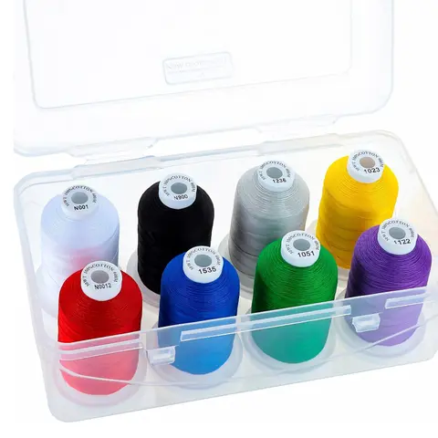 Craftido 100% Gassed Mercerized Pure Cotton Sewing Machine Thread - 50wt (tex 33, 50S/3 3-Ply Bonded), 600m(660y) Spools, 17 Options, Less Lint, Pucker-Free Wash, Matt Luster, Quilting & Sew, TikTokShopFallDealsForYou, Halloween, Cotton Thread For Sewing