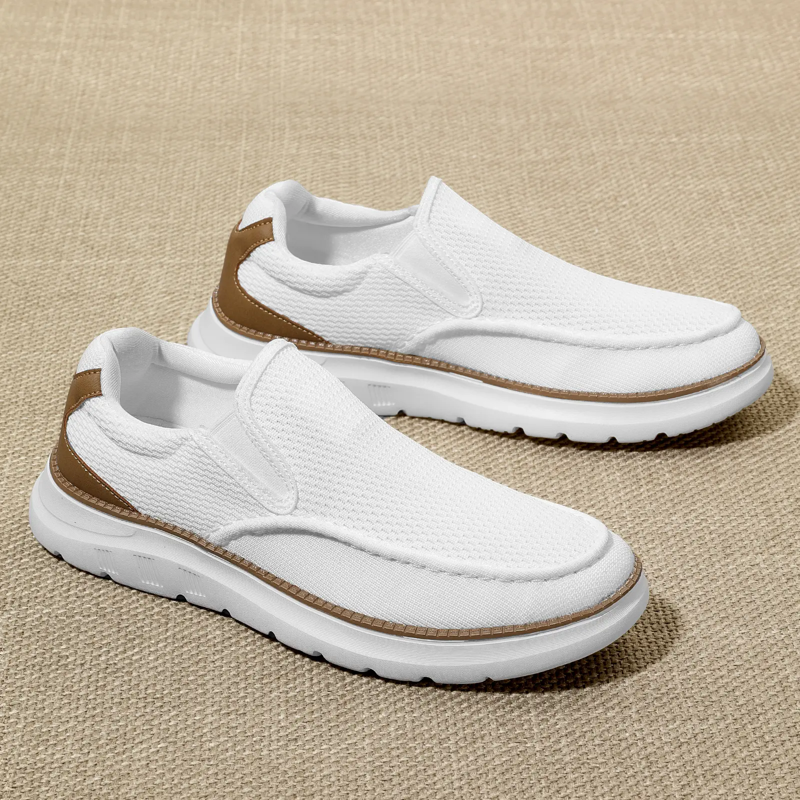 Men's casual mesh breathable solid color flat shoes, lightweight and comfortable sports running shoes, daily casual wear Le Fu shoes Boy Footwear Slipon Loafer Bridal Bedroom Bridal