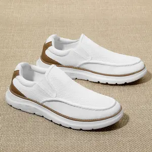Men's casual mesh breathable solid color flat shoes, lightweight and comfortable sports running shoes, daily casual wear Le Fu shoes Boy Footwear Slipon Loafer Bridal Bedroom Bridal