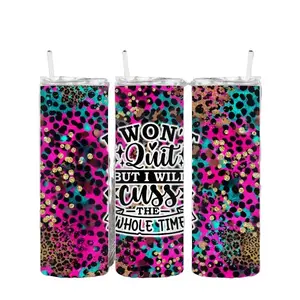 Won't Quit 20oz Tumbler with Sliding Lid and Plastic Straw Bottle Coffee