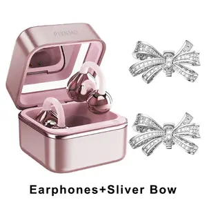 Mother’sDay Stylish Clip-On Wireless Headphones with Bluetooth 6.0, Hi-Definition Sound, Audio Earbuds for Music & Phone Calls You may freely choose either a bow or butterfly-shaped accessory for Daily Wear Office Study Travel Gift