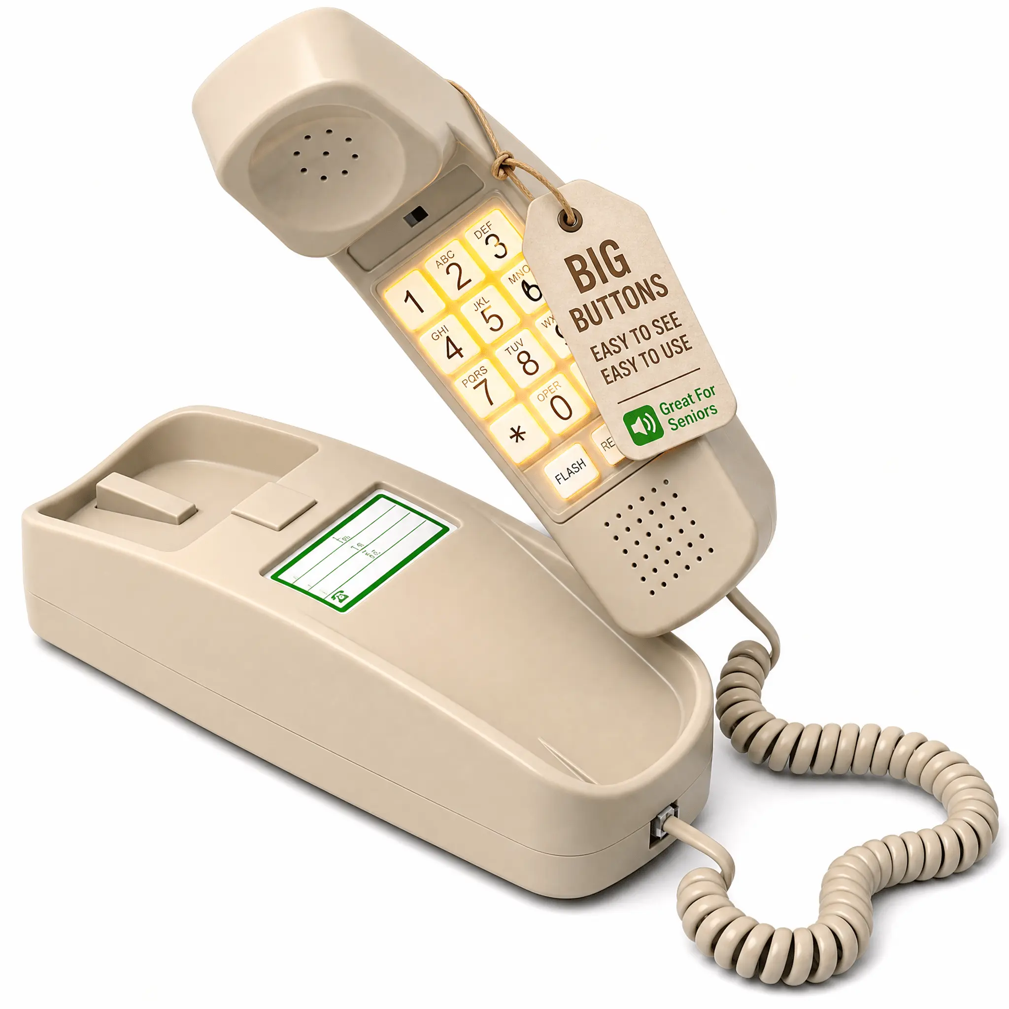 iSoHo Big Button Trimline Phone - Corded Retro Desk Phone