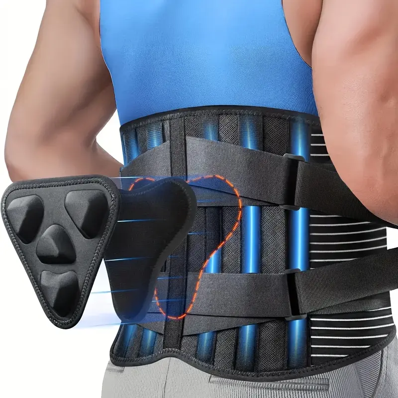 3D Lumbar Cushion for Back Support, Non-Slip 6X Back Support Strap, Optional Straps for Men And Women, Soft Breathable Mesh Fabric for Lumbar Support.