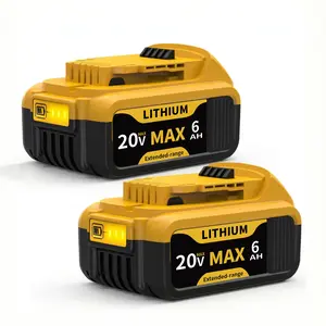 2-Pack 6000mAh 20V Replacement Batteries with LED Indicator for Li-Ion MAX DCB200 DCD/DCF/DCG/DCS Series Power Tool Accessories