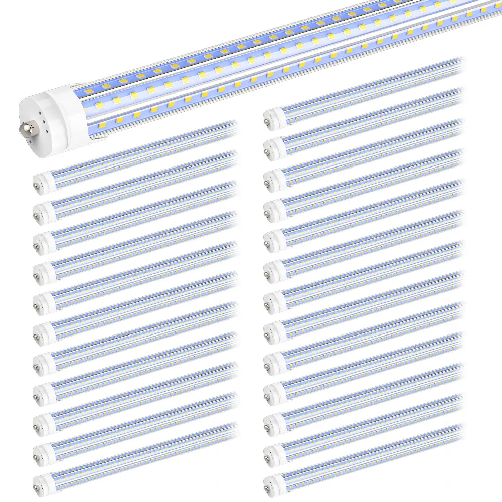 25pcs 8ft LED tube light Bulbs, T8 Fa8 Single pin 8 Foot LED Shop Lights, 120W 3 Row LEDs, T10 T12 fluorescent replacement, remove ballast, 6000K cool white, Garage Car detailing, Ceiling lights workshop Commercial Ilumination