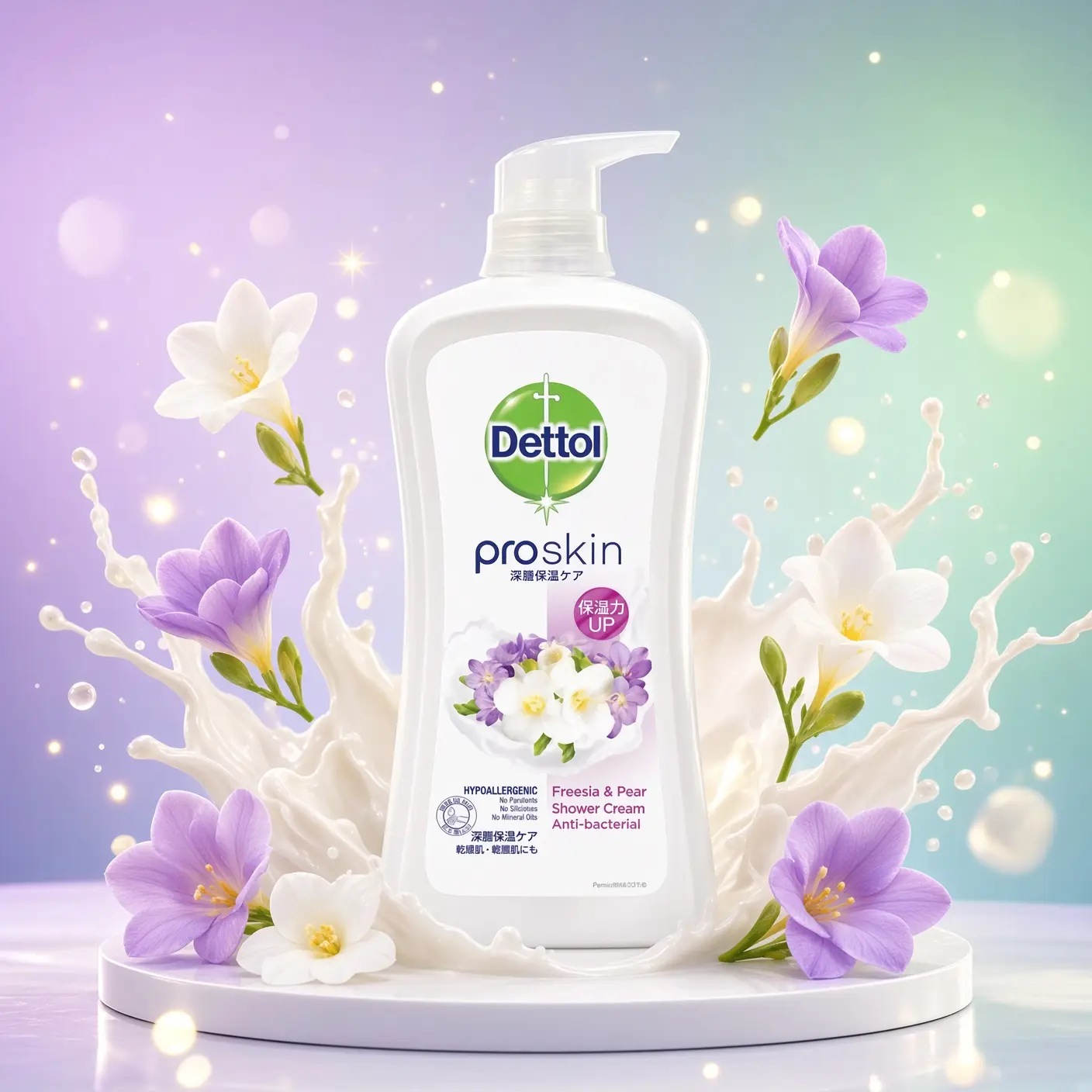 Dettol  Body Wash & Shower Gel Freesia & Pear Scent 900ml Large Bottle for Gentle Cleansing of Sensitive Skin