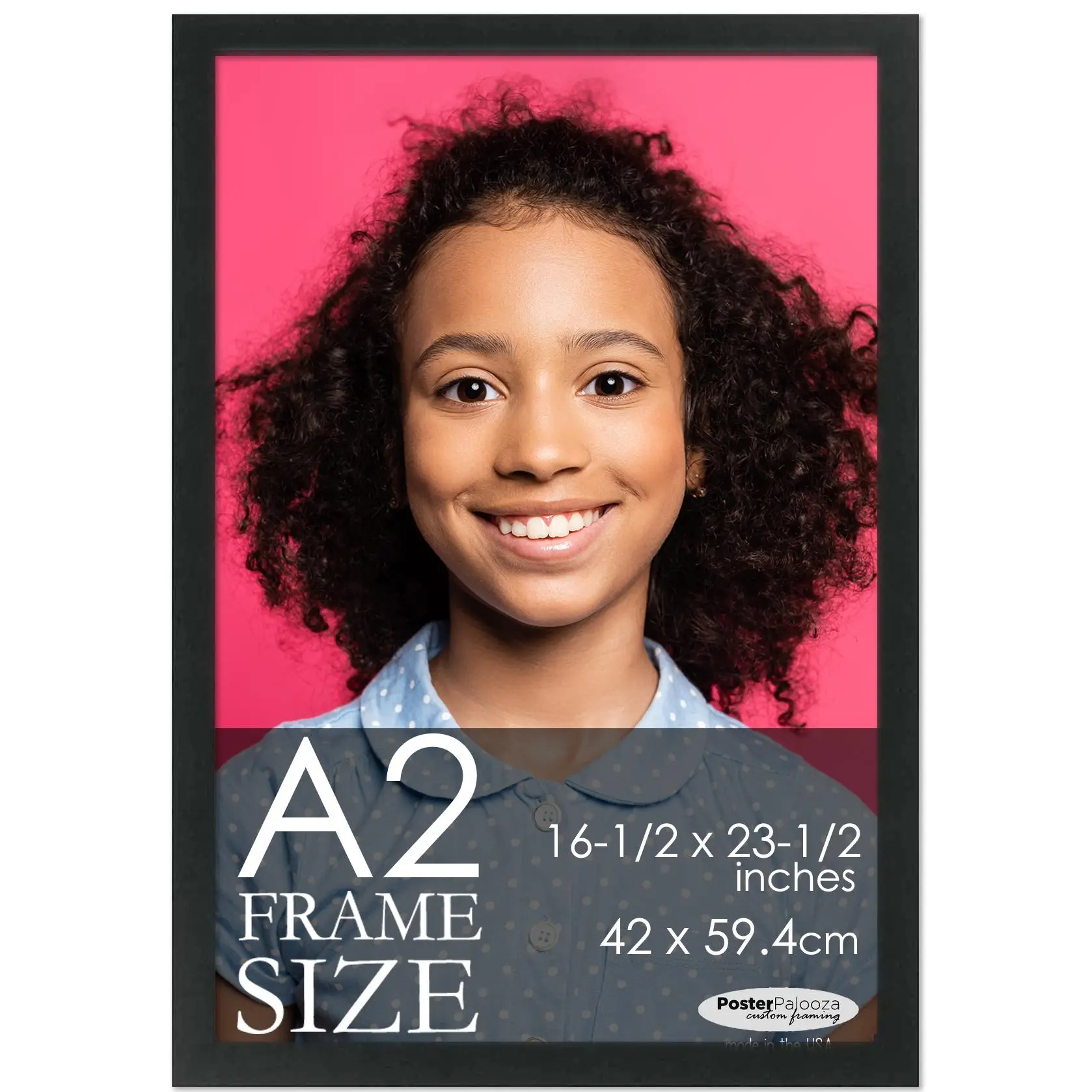 A2 Frame Black Modern Minimalist 16.5x23.5 Frame - Wood A2 Picture Frame, UV Acrylic