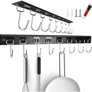 2 count Utensil Racks with 8 Hooks 17 Inch Kitchen Utensil Holders Hanging Utensil Rack Multifunctional (17 inch)