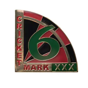 Tournament Pins 6 Mark with Number 6 Design and "CRICKET" Text