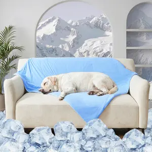 Cooling Blanket For Dogs- Cooling Mat For Dogs, Breathable Cooling Fabric, Cold Washable, Dog Cooling Blankets For Large Dogs, Durable Scratch-Resistant Soft Fabric for All Seasons, Blue 30x40