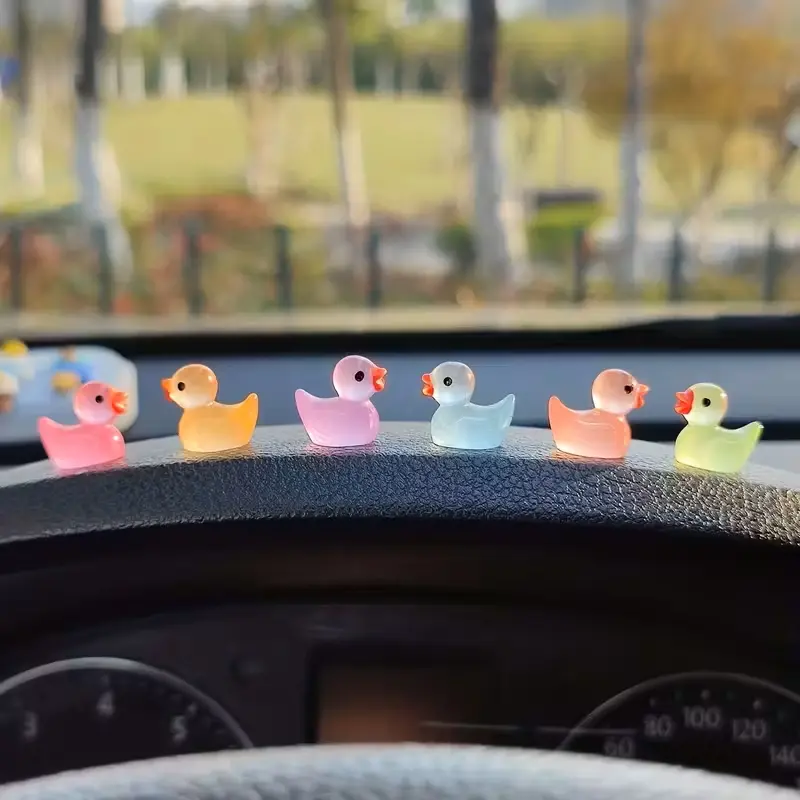 2pcs/6pcs Night Glow Duck Car Interior Decor, Cute Dashboard Decoration, Adorable Car Accessories, Car Interior Accessory, Car Dashboard Decorations, Car Ornaments, Car Interior Decorative, Perfect for Car Lovers