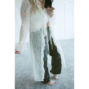 Sheer Lace Ruffle Duster