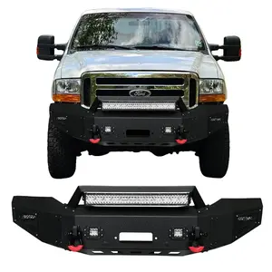 TIOYAR Steel Front Bumper Black Texture for 1999-2004 Ford F250 Super Duty /F-350 Super Duty  with Winch Plate LED Lights 2 x D-Rings Off-Road Performance