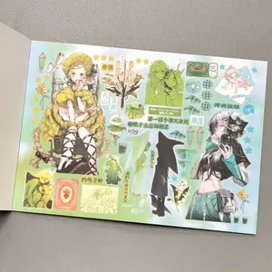 Vintage Anime Sticker Book Spring Butterfly Lettering, Thick Cut Film DIY High-Quality Hand Account Decoration Material Scrapbooking Scrapbook Page