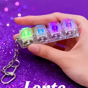 4-In-1 Stress Relief Button Sensory Fidget Keychain Pendant, Pressable Fidget Toy, Transparent Color, Pressure Relief Gift, 1 Piece