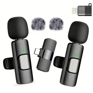 USB-C Wireless Lapel Microphone for iPhone/iPad/Android - Plug & Play, Noise Cancellation, 24H Battery, Foam Windscreen Included (Ideal for Vlogging, Interviews)