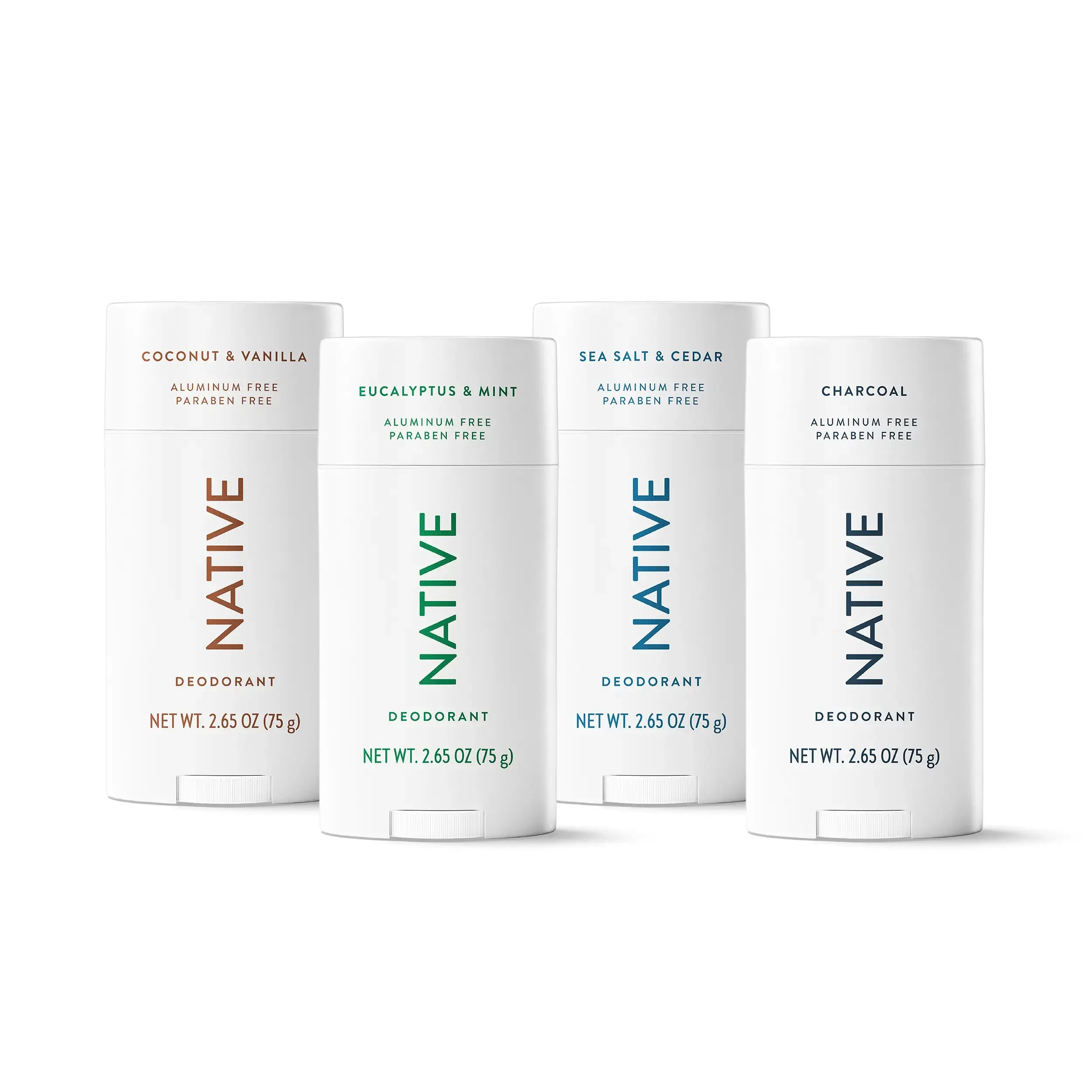 NATIVE Aluminum-Free Deodorant Stick Discovery Set 4-Pack, 2.65 oz Each, 72HR Odor Protection
