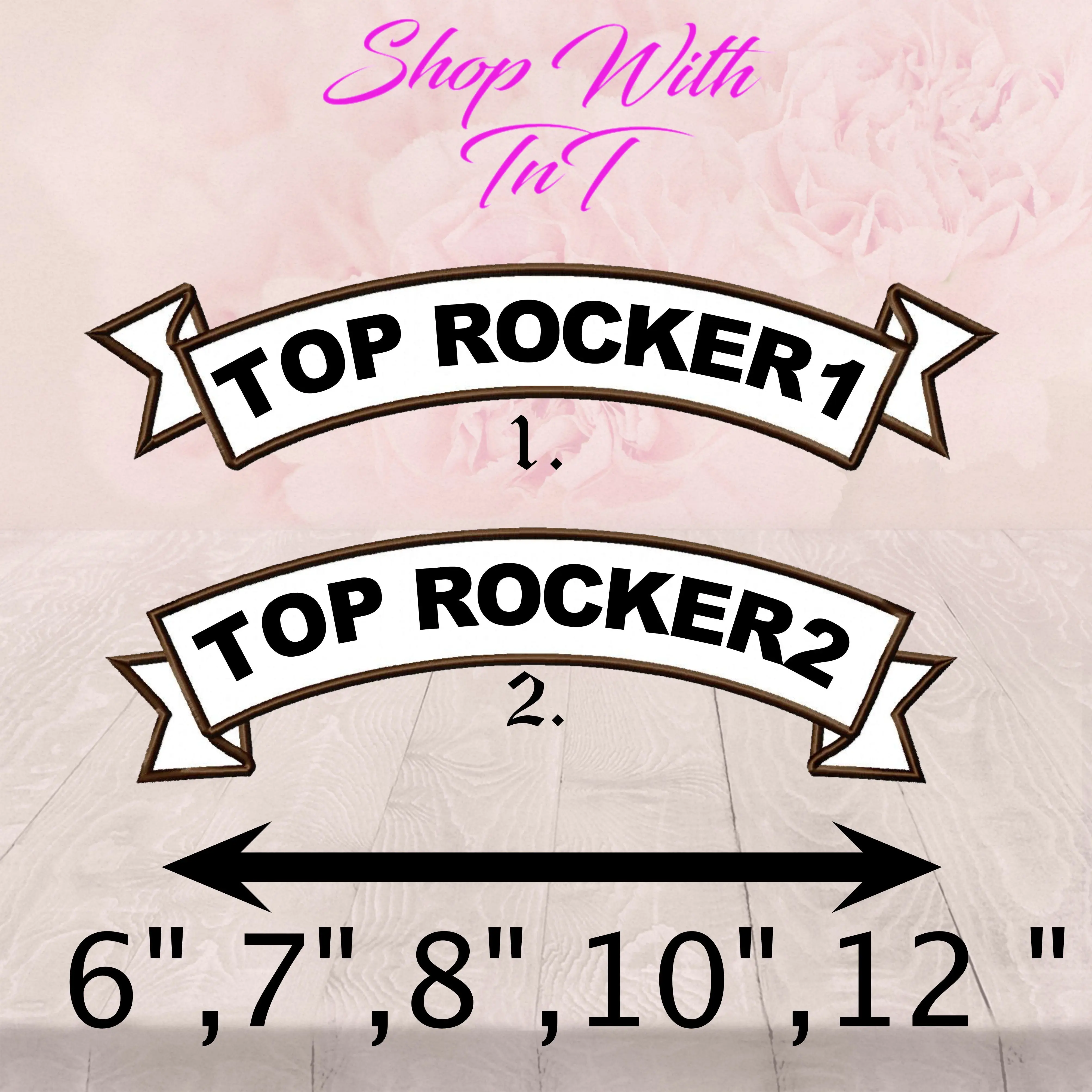 Custom Rocker Biker Scroll Shape Embroidered Patch - Iron-On, Sew-On, Black Twill Rocker Badge - Compatible with Lunch Bags, Backpacks Hats, Polyester