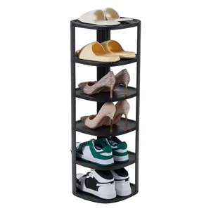 UFORU Corner Shoe Rack Stackable Shoe Rack Organizer for Entryway Closet Corner, Free Standing Shoe Rack Shelf, Saving, Curved, off White