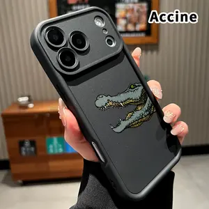 Phone Case for iPhone 17 Pro Max 16 Plus 15 14 13 12 11 Air E Crocodile's fierce gaze Drop Protection Shockproof Soft Silicone smartphone Cover